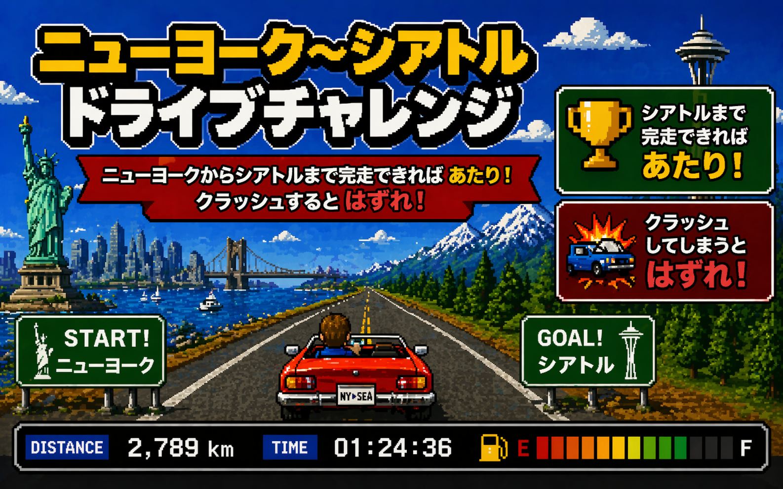 ニューヨーク～シアトル ドライブチャレンジ のサムネイル